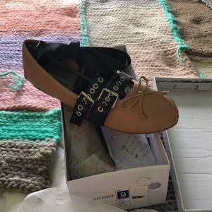 Ballet shoes with black straps & ankle wraps NWT